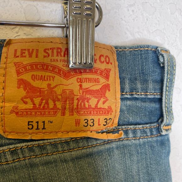 Levi’s Men’s 511 Denim Blue-Green Jeans Straight Leg Slim Fit Sz 33x32 - Picture 4 of 13